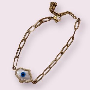 Hamsa evil eye hand chain bracelet